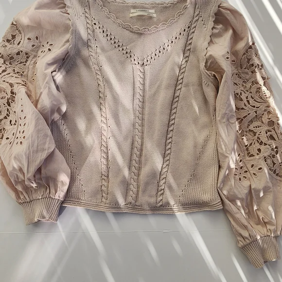 Anthropologie Cutwork‎ Puff-Sleeve Sweater - Picture 6 of 10